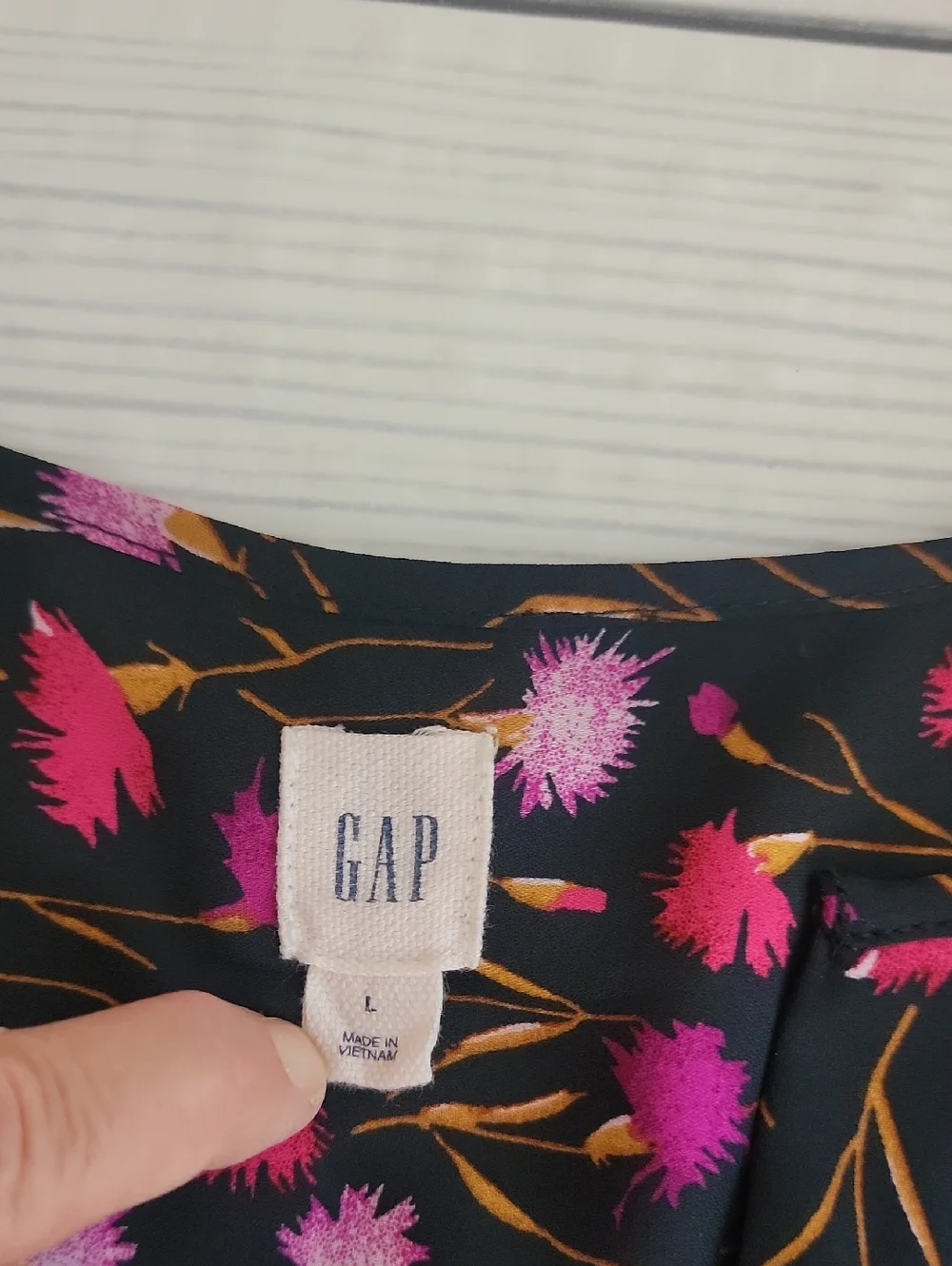 Gap Sleeveless Floral Tie-Waist Midi Dress - Black & Pink Floral Womens Size L